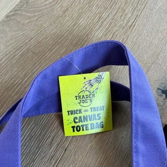 Trader Joe's Halloween Purple And Black Green Mini Tote Bag - Picture 3 of 7